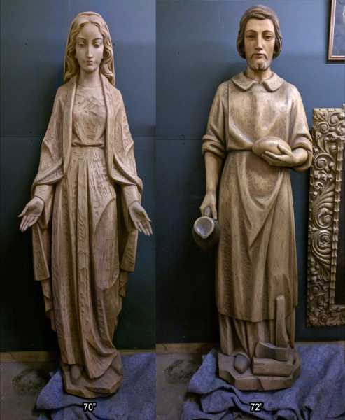 Carved-Wood-Joseph-Mary-Church-Statues